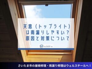 天窓（トップライト）は雨漏りしやすい？原因と対策について